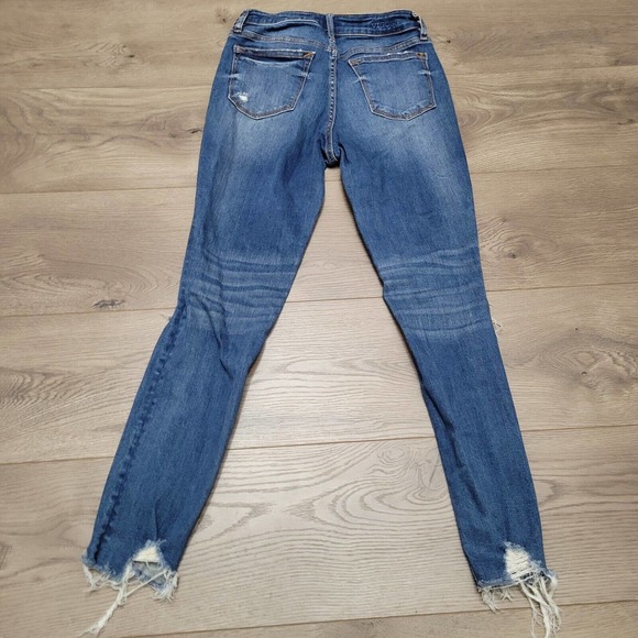 Vigoss Jeans Womens 24 Blue Stevie Crop Straight Distressed Thick Stitch 24x26 - Picture 2 of 11